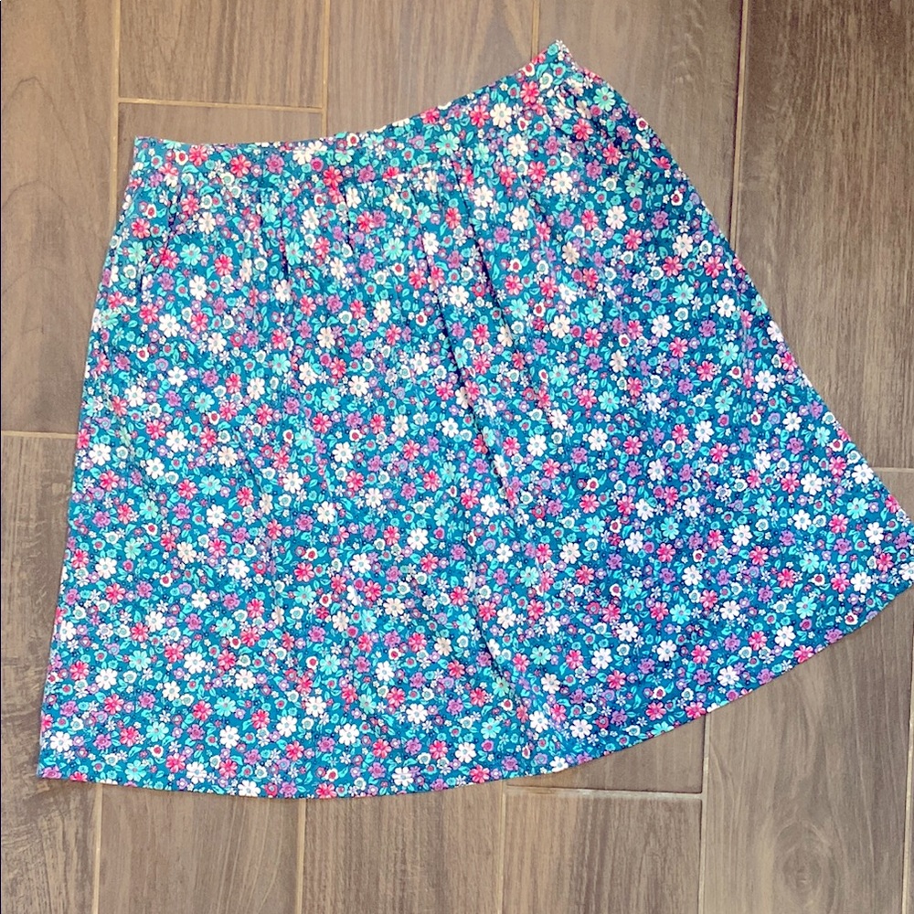 Lands' End Girls Floral Skort in Blue and Pink; Size XL (14/16)